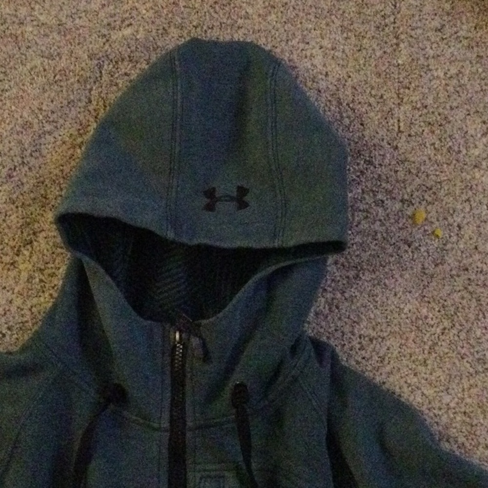 Under Armor forest green zip front hoodie. See description